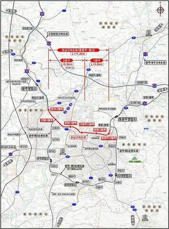 본문 이미지 - 호남고속도로(동광주~광산) 위치도 (국토교통부 제공)