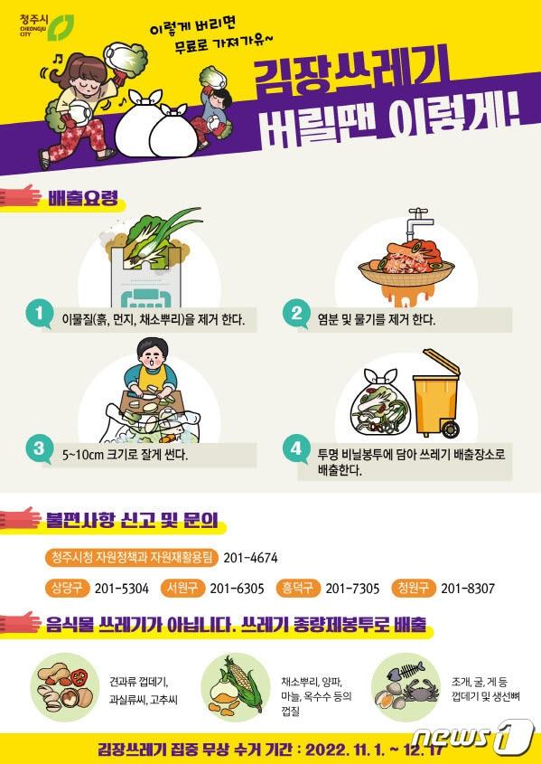 본문 이미지 - 청주시 김장쓰레기 무상 수거 홍보물. (청주시제공) / 뉴스1 