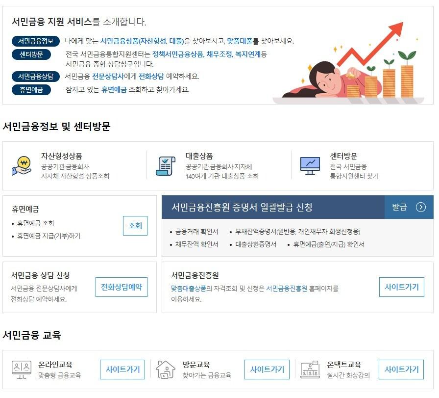본문 이미지 - 정부24 '서민금융 원스톱서비스' 이용화면(서금원 제공)