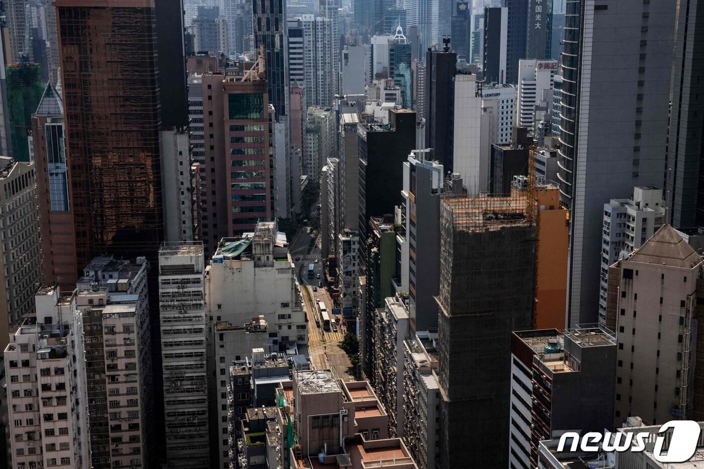 지난 9월15일 촬영한 홍콩의 상업 및 주거 지역 건물들.. ⓒ AFP=뉴스1 ⓒ News1 권영미 기자