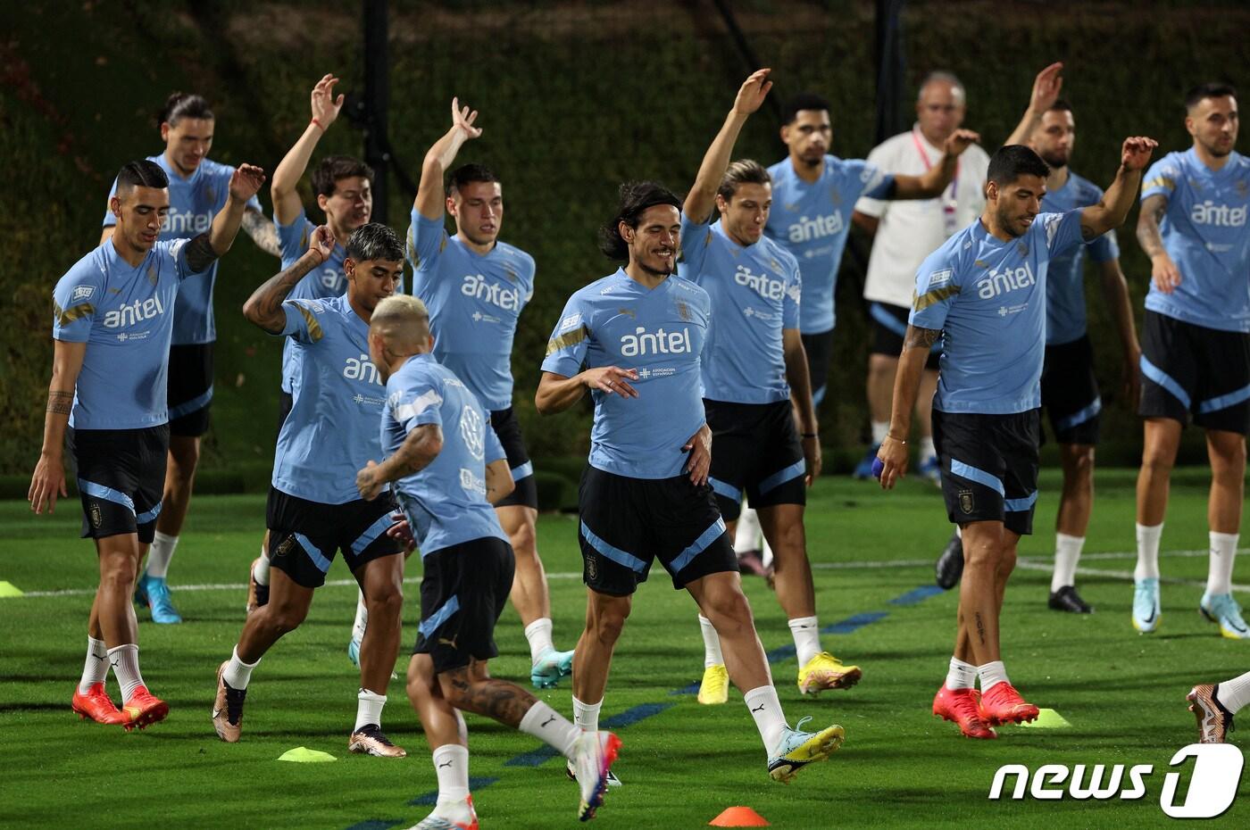우루과이 축구대표팀 선수들이 19일(현지시간) 오후 카타르 도하 알 에르살 트레이닝센터에서 훈련을 하고 있다. 2022.11.20/뉴스1 ⓒ News1 이동해 기자