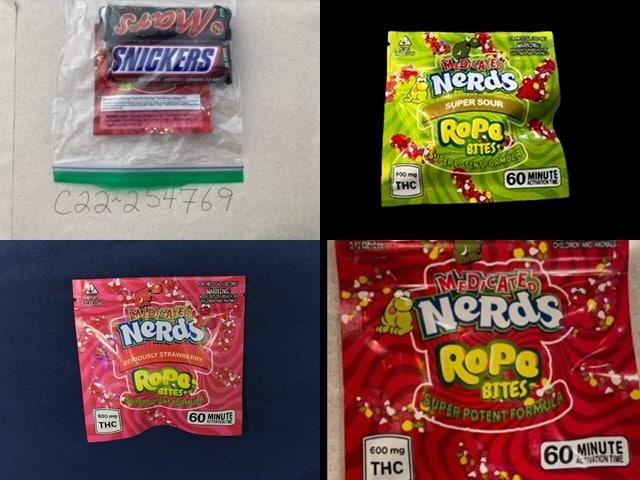 본문 이미지 - 캐나다의 60대 남성과 50대 여성이 아이들에게 나눠준 대마 사탕과 초콜릿. (캐나다 위니펙 경찰 제공)