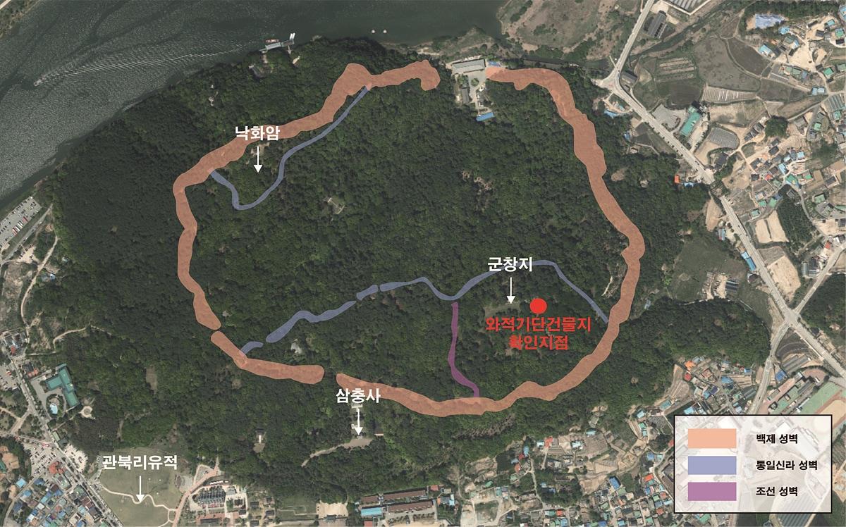 본문 이미지 -  와적기단 건물지 확인 지점. (국립부여문화재연구소 제공)