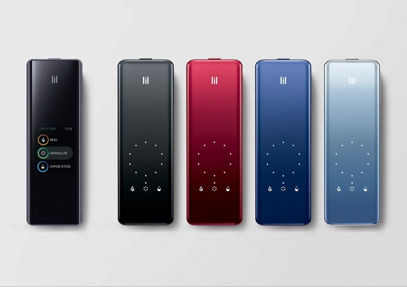 '릴 에이블 프리미엄'(왼쪽)과 '릴 에이블' 기본 모델 4종.(KT&G 제공) 