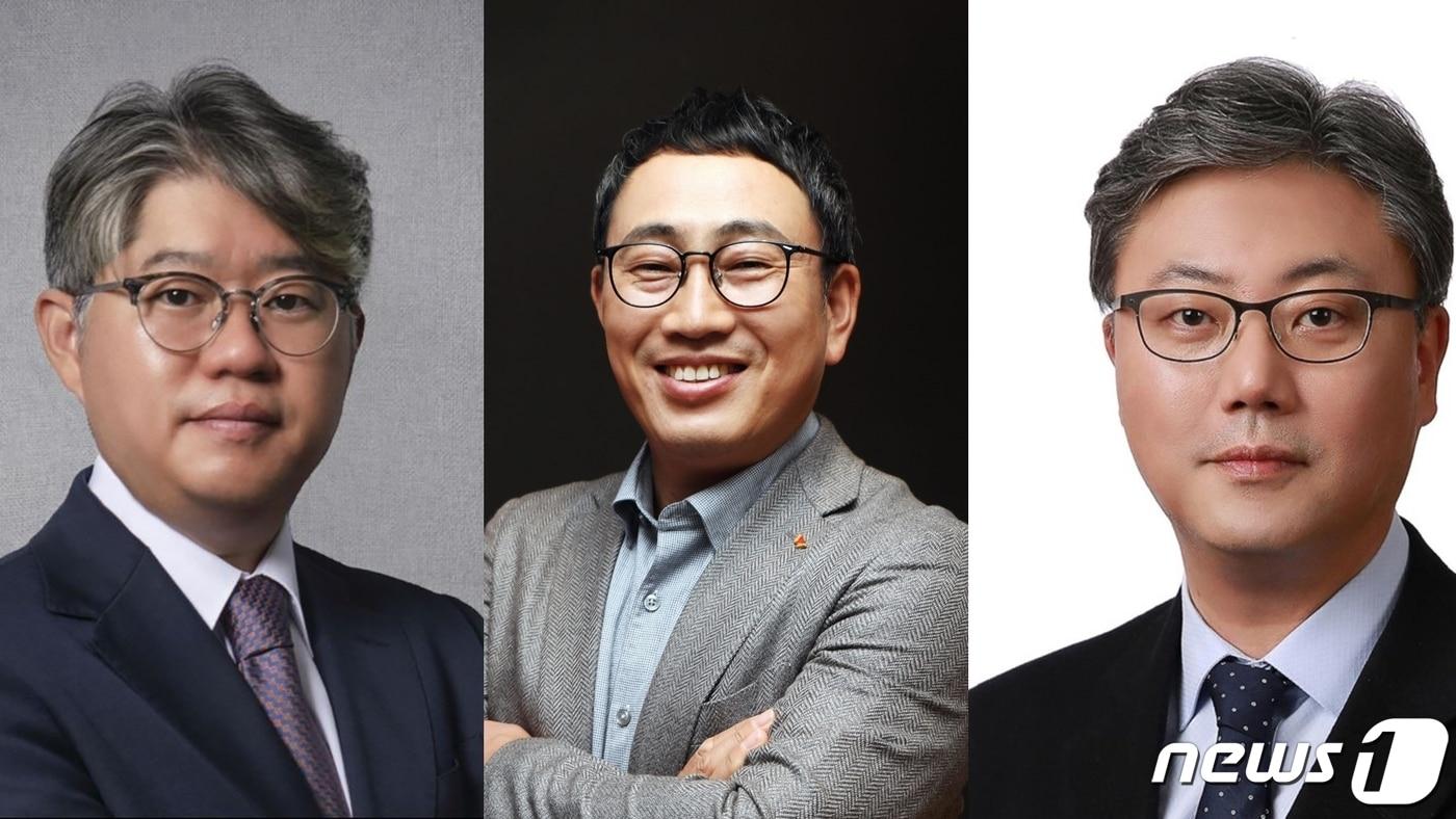 본문 이미지 - (왼쪽부터)윤풍영 SK C&C 신임 사장, 유영상 SK텔레콤·SK브로드밴드 CEO, 박성하 SK스퀘어 신임 대표
