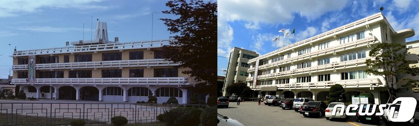 1976년 당시 충북 청주시청 본관(왼쪽)과 현재 청주시청 본관의 모습./뉴스1