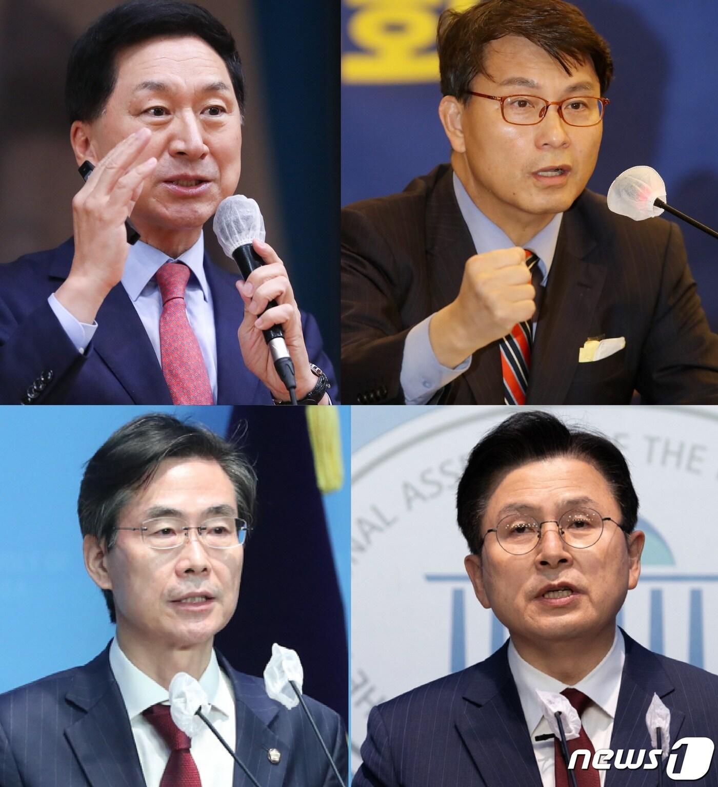 본문 이미지 - 시계 방향으로 국민의힘 김기현 의원, 윤상현 의원, 조경태 의원, 황교안 전 미래통합당(국민의힘 전신) 대표./뉴스1