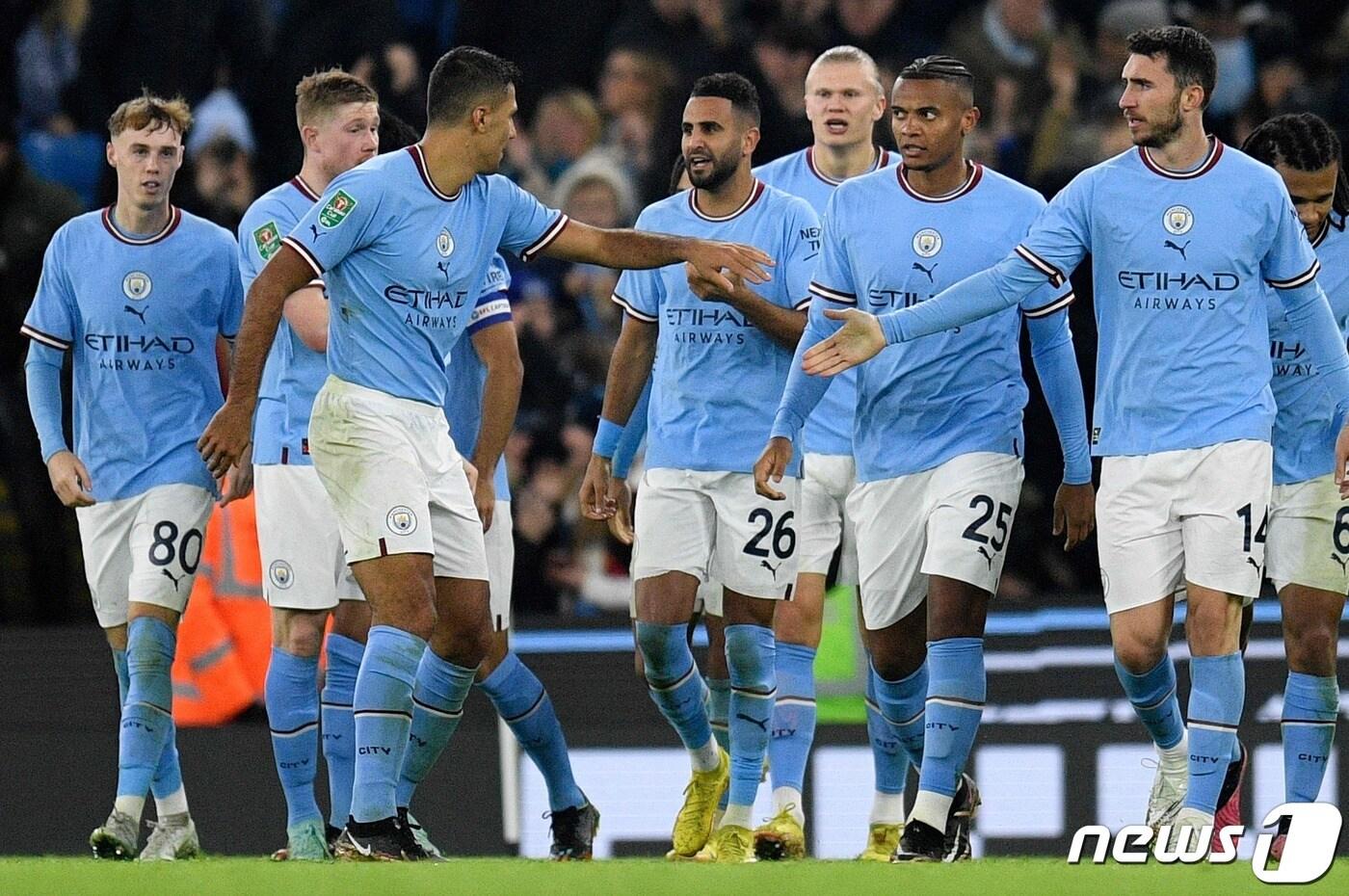 잉글랜드 리그컵 8강에 진출한 맨체스터 시티. ⓒ AFP=뉴스1