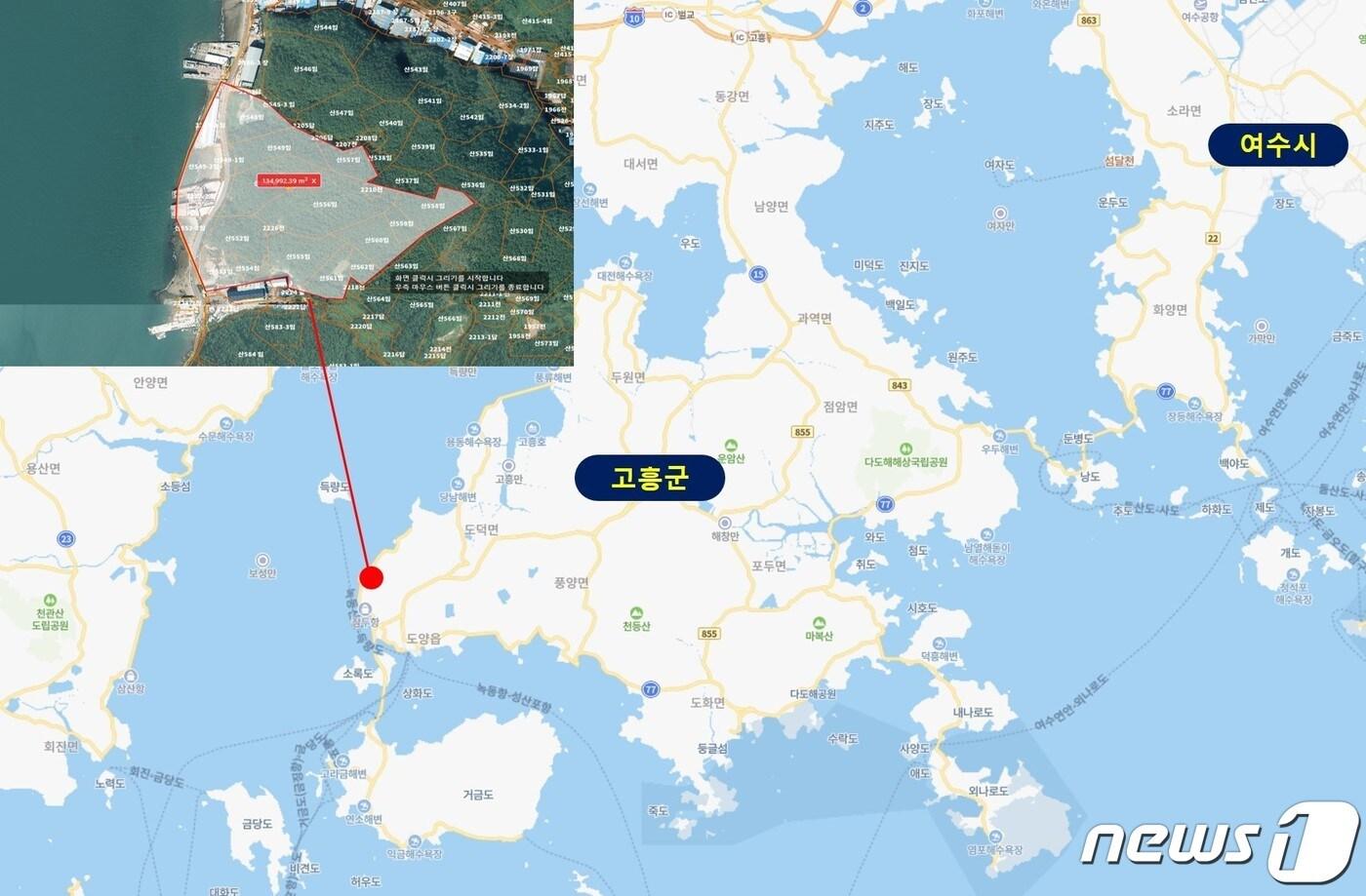 고흥에 들어설 어선건조지원센터 예정부지 모습.(전남도 제공) 2022.12.27/뉴스1 ⓒ News1