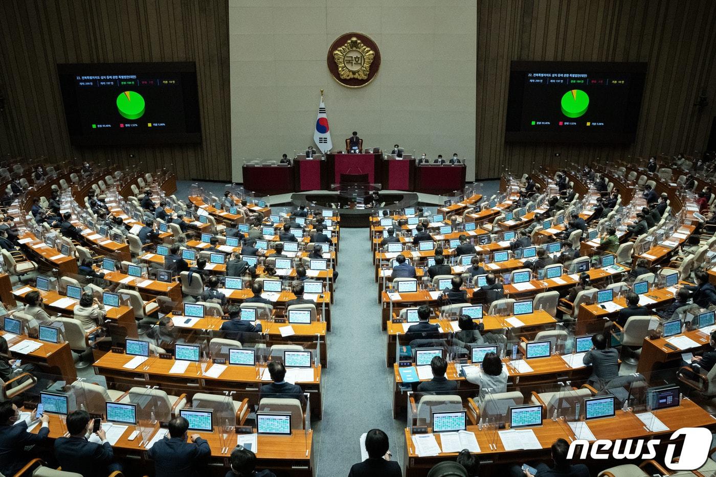 본문 이미지 - 28일 오후 서울 여의도 국회에서 열린 제401회 국회(임시회) 제4차 본회의./뉴스1 ⓒ News1 이재명 기자