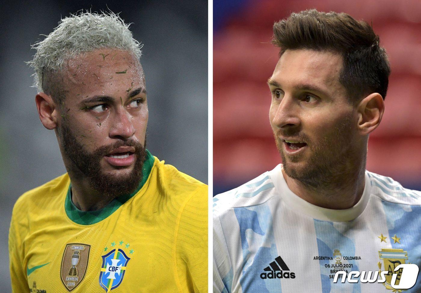 리오넬 메시(오른쪽)와 네이마르. ⓒ AFP=뉴스1