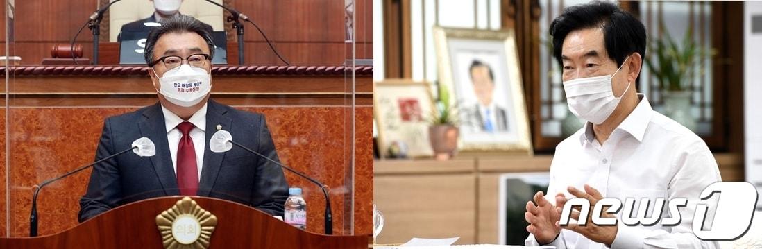 본문 이미지 - 임호석 의정부시의원(왼쪽), 안병용 의정부시장(오른쪽) ⓒ 뉴스1