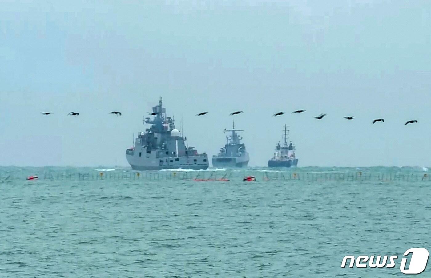 흑해에서 해상 훈련에 참가한 러시아 전함들. (사진은 기사 내용과 무관함) ⓒ AFP=뉴스1 ⓒ News1 우동명 기자