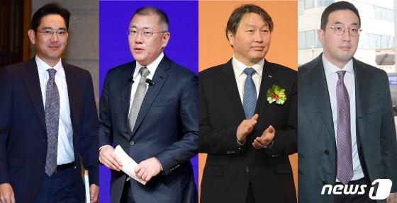 본문 이미지 - 이재용 삼성전자 부회장, 정의선 현대차그룹 회장, 최태원 SK그룹 회장, 구광모 LG그룹 회장 ⓒ News1 이지원 디자이너