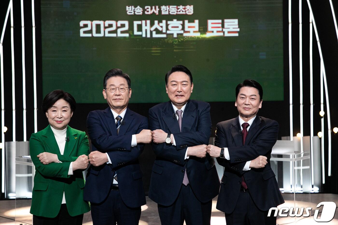심상정 정의당(왼쪽부터), 이재명 더불어민주당, 윤석열 국민의힘, 안철수 국민의당 대통령 후보. 2022.2.3/뉴스1 ⓒ News1 국회사진취재단