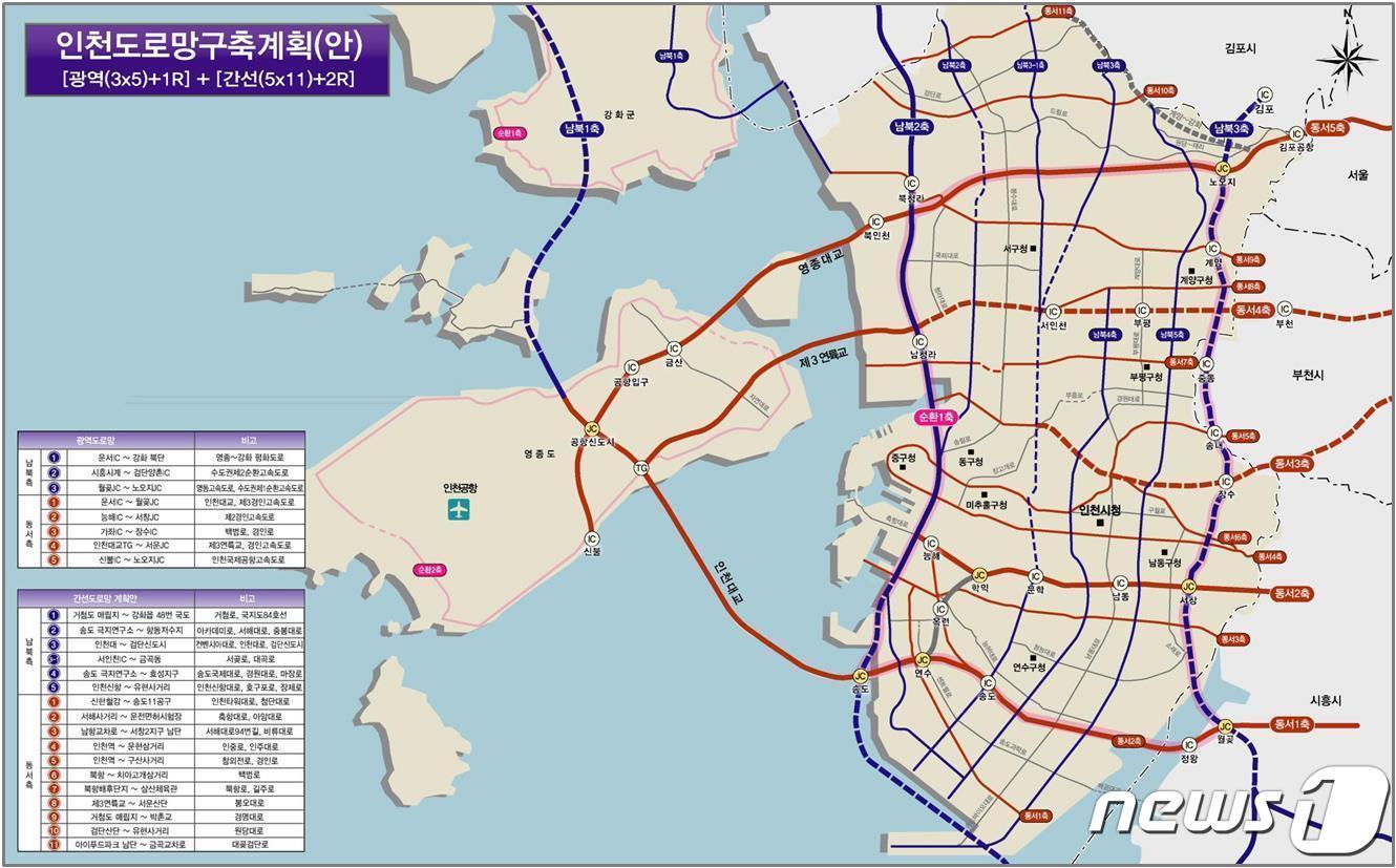 본문 이미지 - 인천 도로망구축 계획안(인천시 제공)2022.2.6/뉴스1 ⓒ News1 박아론 기자