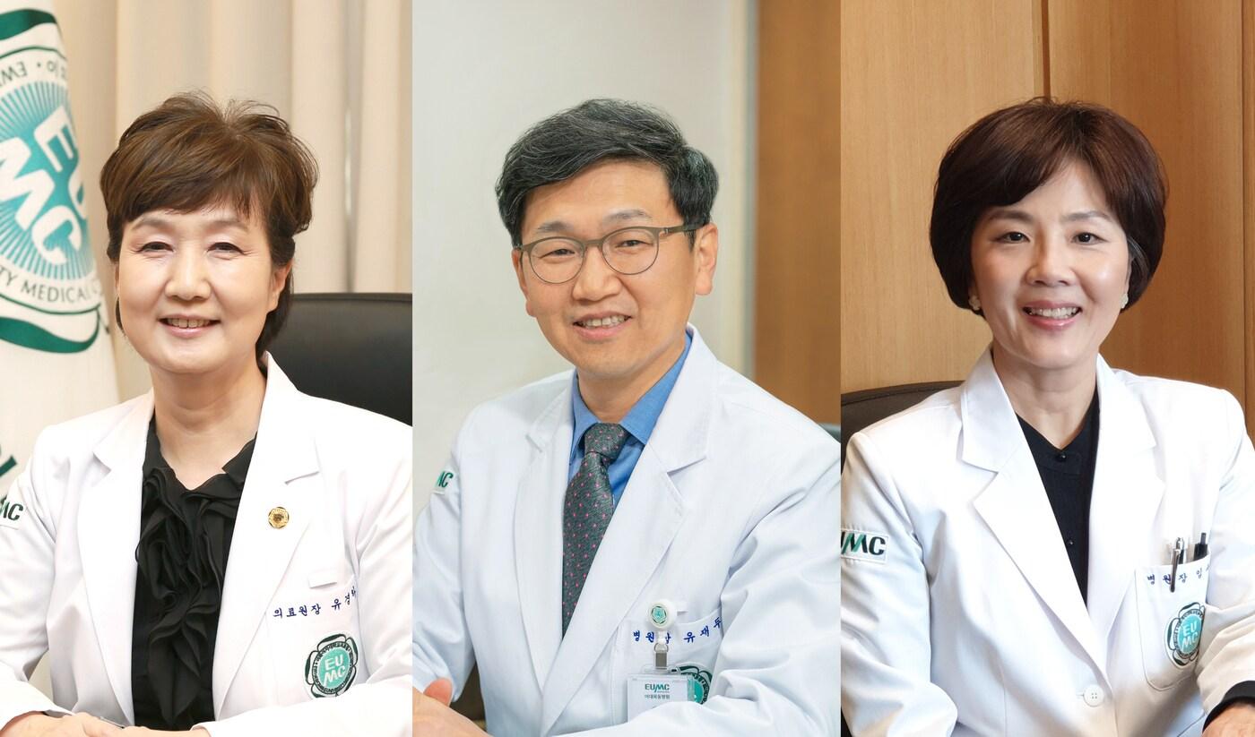 (왼쪽부터)유경하 이화의료원장, 유재두 이대목동병원장, 임수미 이대서울병원장(사진제공=이화의료원) ⓒ 뉴스1