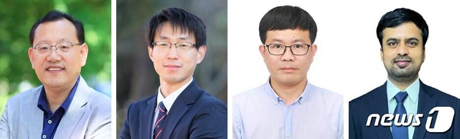 본문 이미지 - 전북대 나노융합공학과 연구팀. 왼쪽부터 이중희 교수, 김남훈 교수, 응웬탄투안 연구원, 켐파나 하리쉬 연구원.ⓒ 뉴스1
