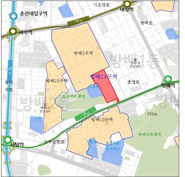 본문 이미지 - 방배14구역 위치도. ⓒ 뉴스1