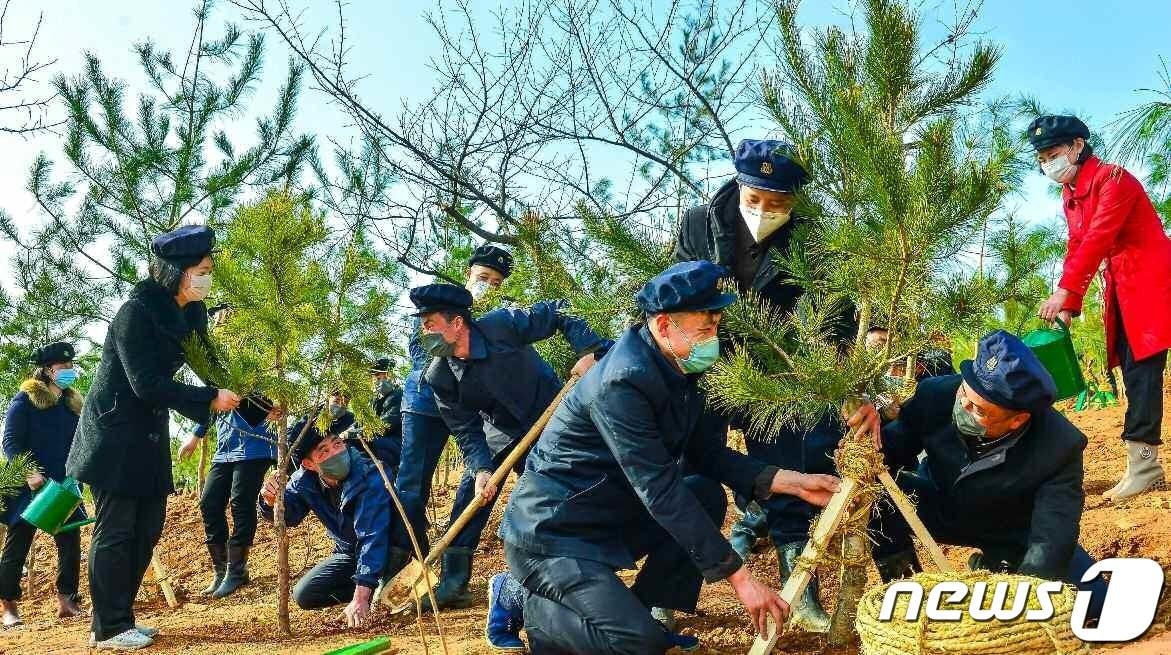 본문 이미지 - (평양 노동신문=뉴스1) = 북한 노동당 기관지 노동신문은 김정은 총비서가 식수절에 화성지구에 기념식수를 한 후 전국 각지에서 나무심기가 계속 힘있게 진행되고 있다고 전했다. '산림복구전투지휘조'도 구성돼 나무심기에 동원되고 있다고 한다. [국내에서만 사용가능. 재배포 금지. DB 금지. For Use Only in the Republic of Korea. Redistribution Prohibited] rodongphoto@news1.kr