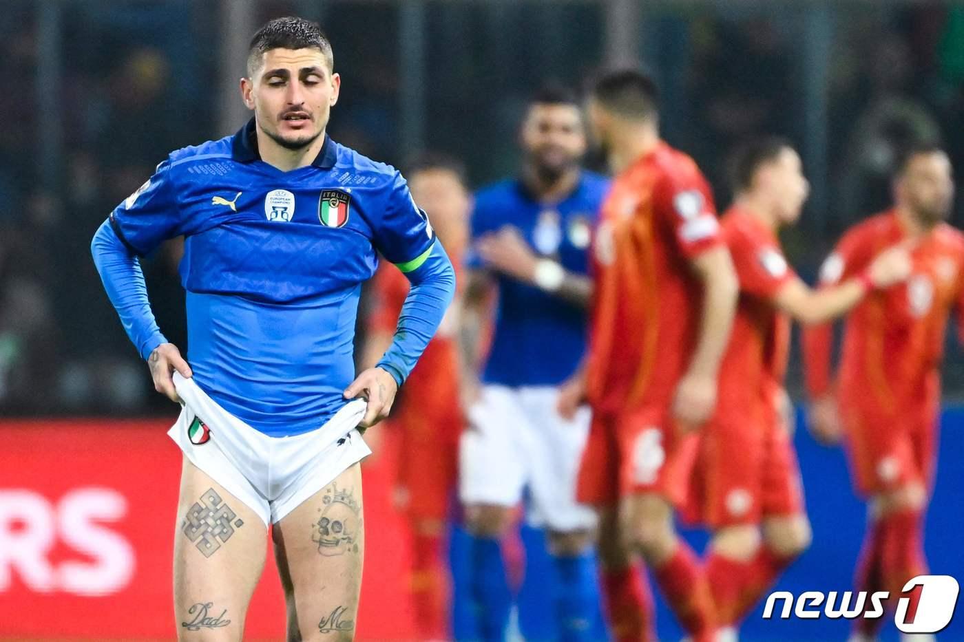 이탈리아가 북마케도니아에 패했다. ⓒ AFP=뉴스1