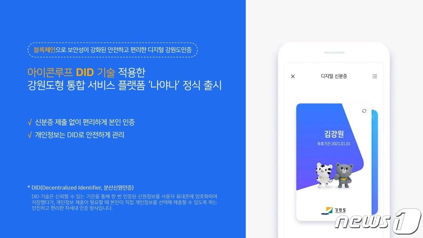 본문 이미지 - 아이콘루프 DID 기술 적용한 강원도형 통합 서비스 플랫폼 ‘나야나’ 정식 출시 (아이콘루프 제공) ⓒ 뉴스1