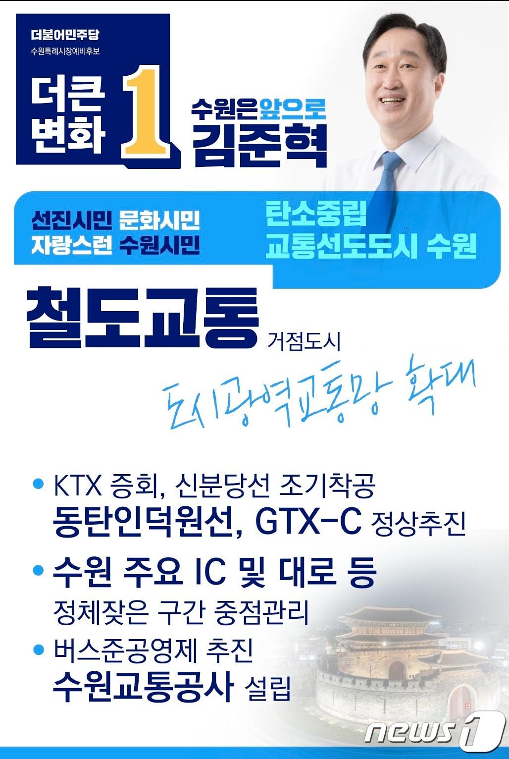 본문 이미지 - 김준혁 수원시장 예비후보의 '탄소중립 교통선도도시 수원' 공약. ⓒ 뉴스1