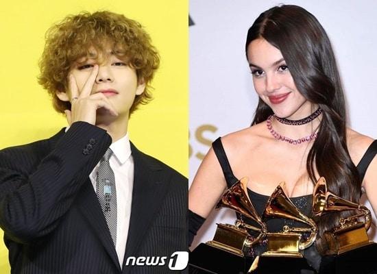 본문 이미지 - 방탄소년단 뷔(왼쪽), 올리비아 로드리고ⓒ AFP=뉴스1