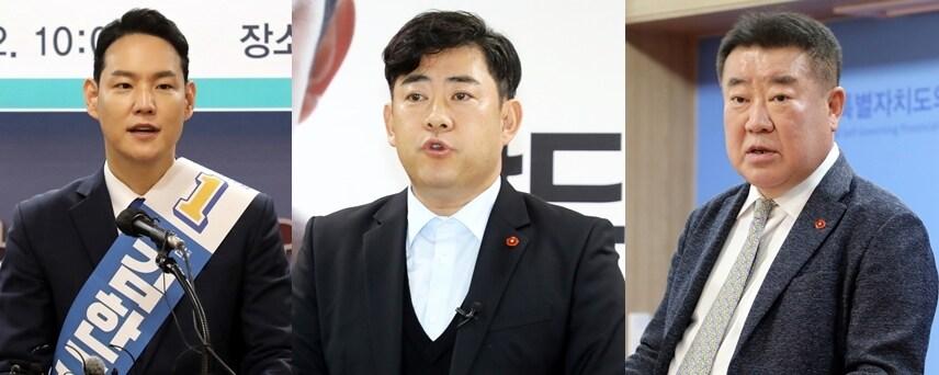 본문 이미지 - 제주시을 보궐선거에 출마한 더불어민주당 김한규 후보, 국민의힘 부상일 후보, 무소속 김우남 후보.(왼쪽부터)ⓒ 뉴스1