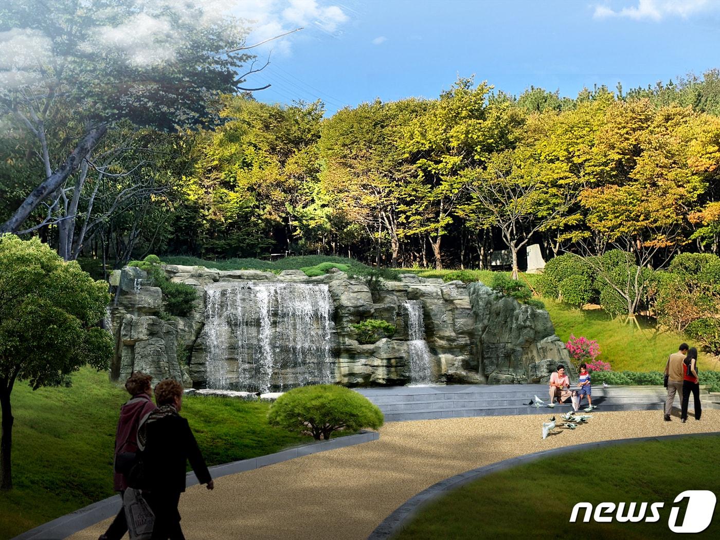 본문 이미지 - 부산 강서구 지사 근린공원 내에 설치될 인공폭포 조감도.(강서구 제공)ⓒ 뉴스1