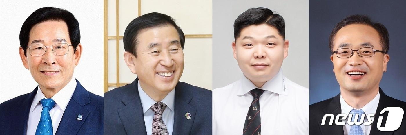 본문 이미지 - 왼쪽부터 민주당 우건보 후보, 국민의힘 조길형 후보, 무소속 강문성 후보, 무소속 최영일 후보.2022.5.29/ⓒ 뉴스1