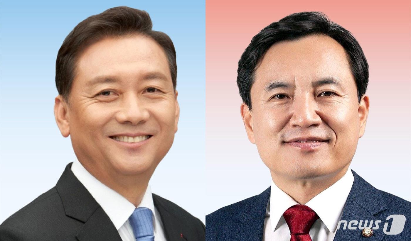 본문 이미지 - 더불어민주당 이광재(왼쪽),  국민의힘 김진태 강원도 지사 후보ⓒ News1 윤주희 디자이너