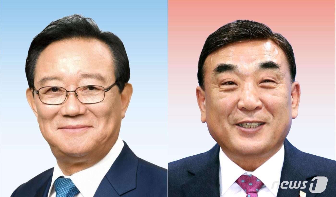 본문 이미지 - 왼쪽부터 송철호 더불어민주당 울산시장 후보, 김두겸 국민의힘 울산시장 후보. ⓒ News1 윤주희 디자이너