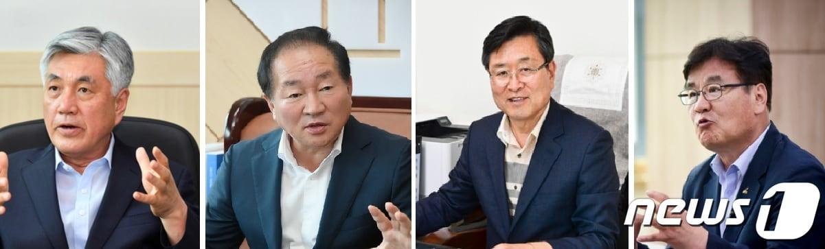 본문 이미지 - 강원 영서 남부권역 현직 군수 전원이 오는 6월 지상선거에서 재선에 도전하기로 했다. 사진은 왼쪽부터 최승준 정선군수, 한왕기 평창군수, 장신상 횡성군수, 최명서 영월군수. (뉴스1 DB)