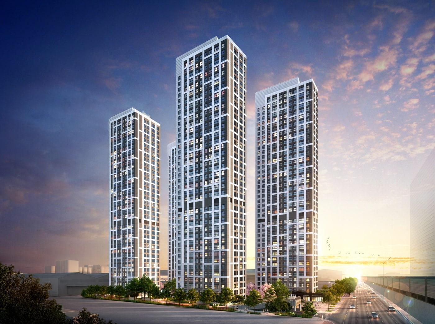 본문 이미지 - e편한세상 시티 항동 마리나 투시도. ⓒ 뉴스1