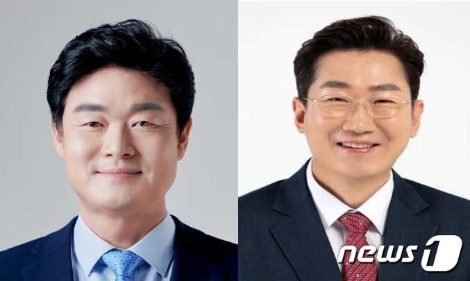 본문 이미지 - 오는 6월 강원 원주시장 선거에 나선 구자열(왼쪽) 더불어민주당 후보와 원강수 국민의힘 후보. (중앙선거관리위원회 제공) 2022.5.28/뉴스1 신관호 기자.