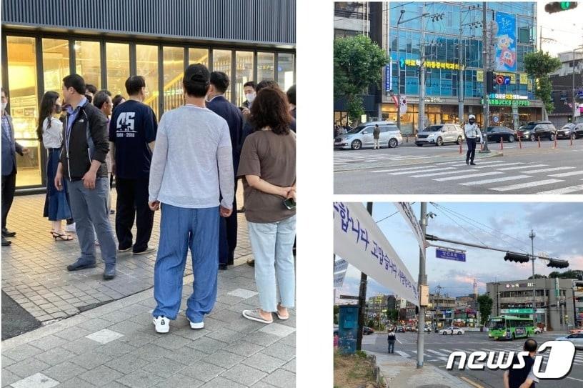 본문 이미지 - 지난 11일 서울 성북구 유명 빵집에서 윤석열 대통령과 부인 김건희 여사가 빵을 구입했다. 이로 인해 제과점 부근 교통과 출입이 통제돼 불편이 많았다는 글이 인터넷 커뮤니티에 올라 왔다. (인터넷 커뮤니티 갈무리) ⓒ 뉴스1