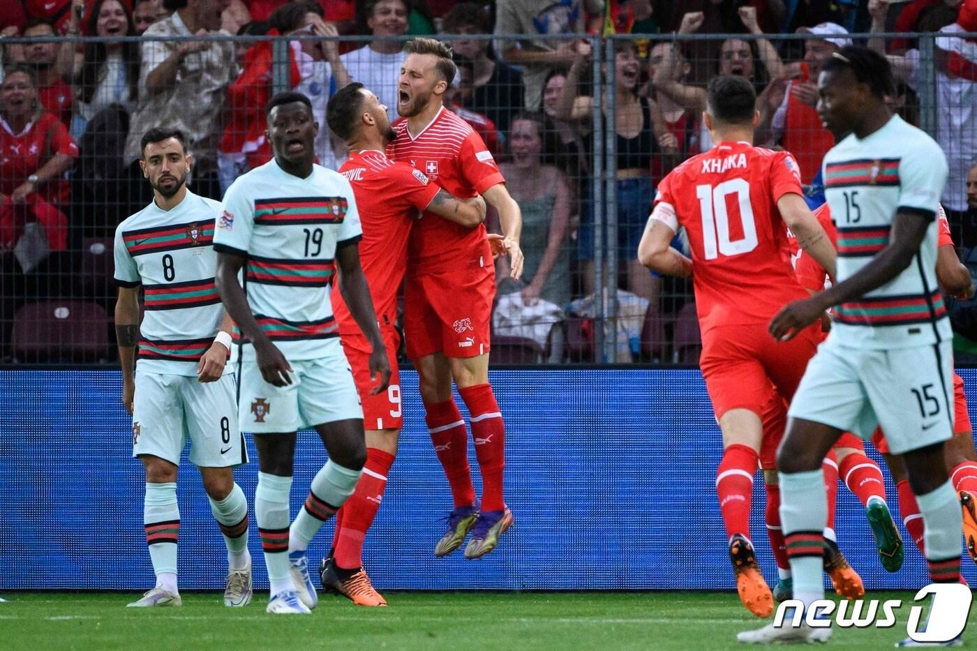 유럽축구연맹(UEFA) 네이션스리그에서 스위스에 패배한 포르투갈. ⓒ AFP=뉴스1