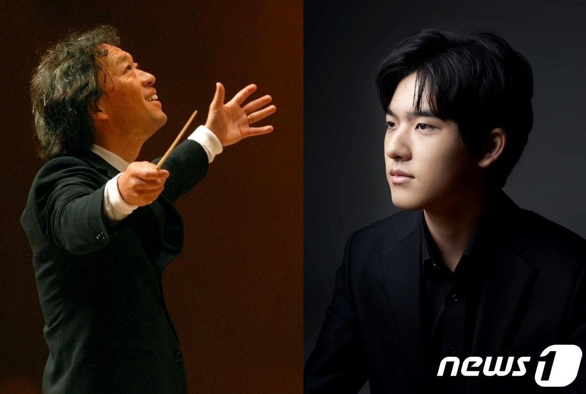 본문 이미지 - 피아니스트 임윤찬(오른쪽)과 마에스트로 정명훈(광주시문화재단 제공) ⓒ News1  