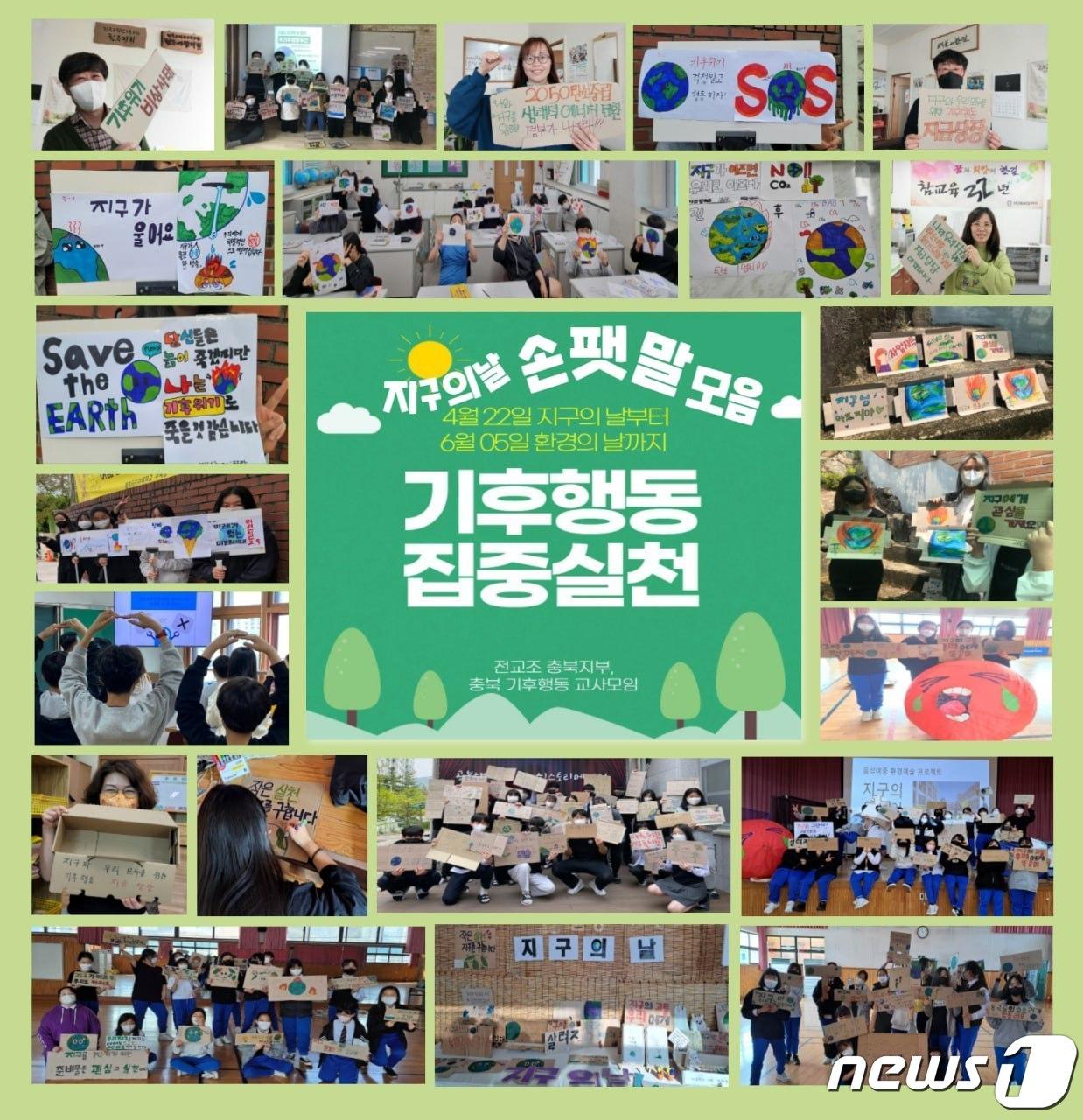 본문 이미지 - 전국교직원노동조합 충북지부는 도내 교사 700명과 함께 지난 4월22일 지구의 날부터 6월5일 환경의 날까지 6주간을 '기후 행동 집중 실천 기간'으로 정하고 기후위기대응 행동을 실천했다.ⓒ 뉴스1