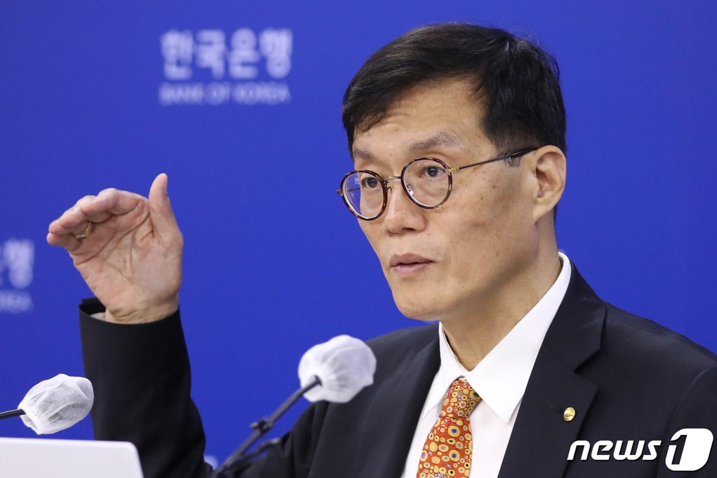 이창용 한국은행 총재가 13일 오전 서울 중구 한국은행에서 통화정책방향 기자간담회를 하고 있다. 2022.7.13/뉴스1 ⓒ News1 이광호 기자