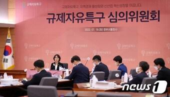 본문 이미지 - 이영 중소벤처기업부 장관이 서울 종로구 정부서울청사 별관에서 열린 규제자유특구 심의위원회에서 인사말을 하고 있다. ⓒ News1 박지혜 기자