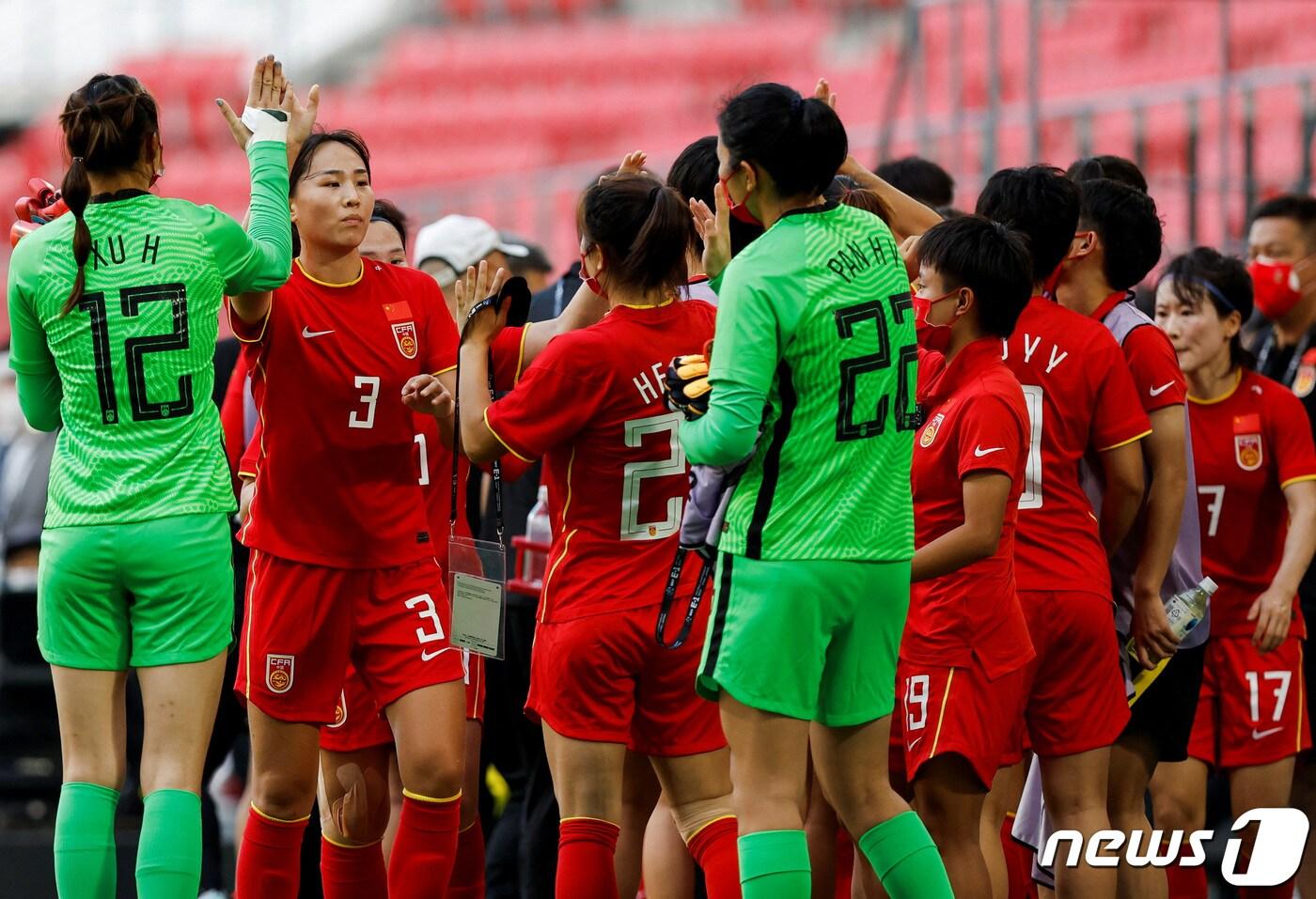 본문 이미지 - 대만과의 동아시안컵 1차전을 승리한 중국 여자축구대표팀 ⓒ 로이터=뉴스1