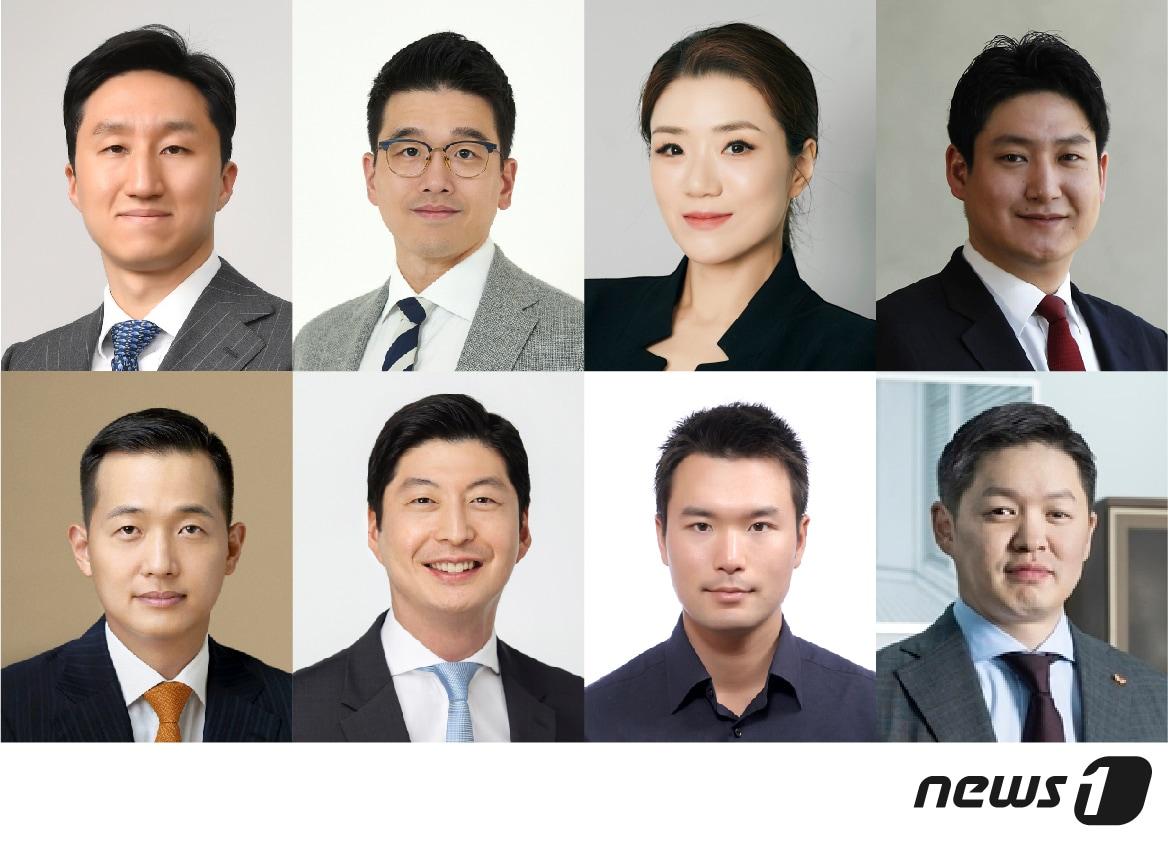 본문 이미지 - (왼쪽 상단부터)정기선 HD현대 대표이사 사장, 이선호 CJ제일제당 글로벌 비즈니스 담당, 조현민 ㈜한진 사장, 박준경 금호석유화학 부사장, 김동관 한화솔루션 대표이사 사장, 허세홍 GS칼텍스 대표이사 사장, 이규호 코오롱모빌리티 대표, 최성환 SK네트웍스 사업총괄.  ⓒ News1 최수아 디자이너