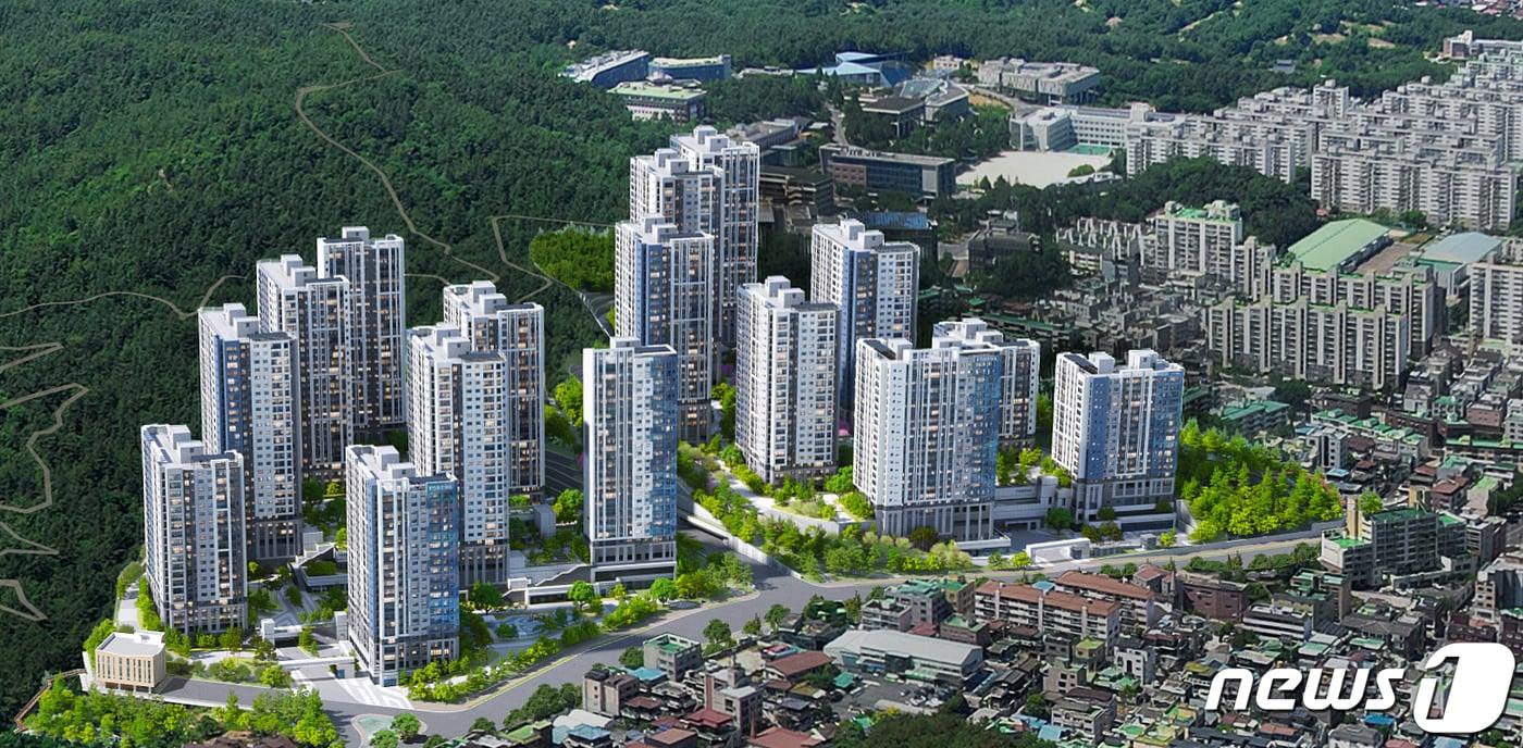 월평근린공원 내에 들어서는 ‘한화 포레나 대전월평공원’아파트 조감도.&#40;한화건설 제공&#41;      ⓒ 뉴스1