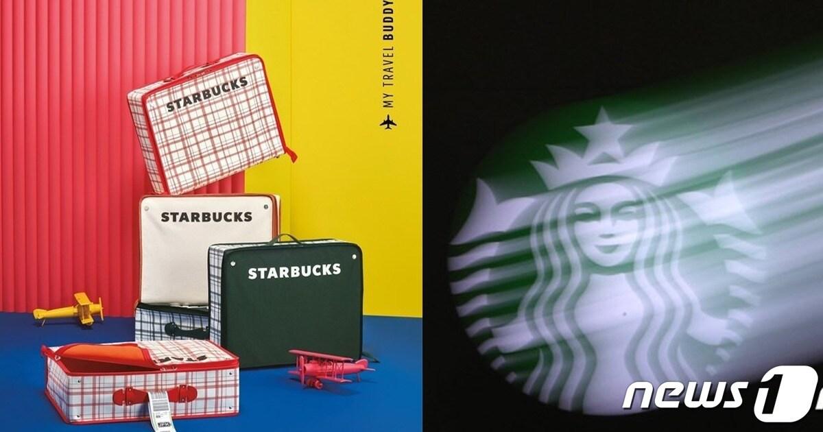 본문 이미지 - 왼쪽: '서머 캐리백'.(스타벅스 제공), 오른쪽: 28일 서울 시내의 스타벅스 매장. 2022.7.28/뉴스1 ⓒ News1 이성철 기자