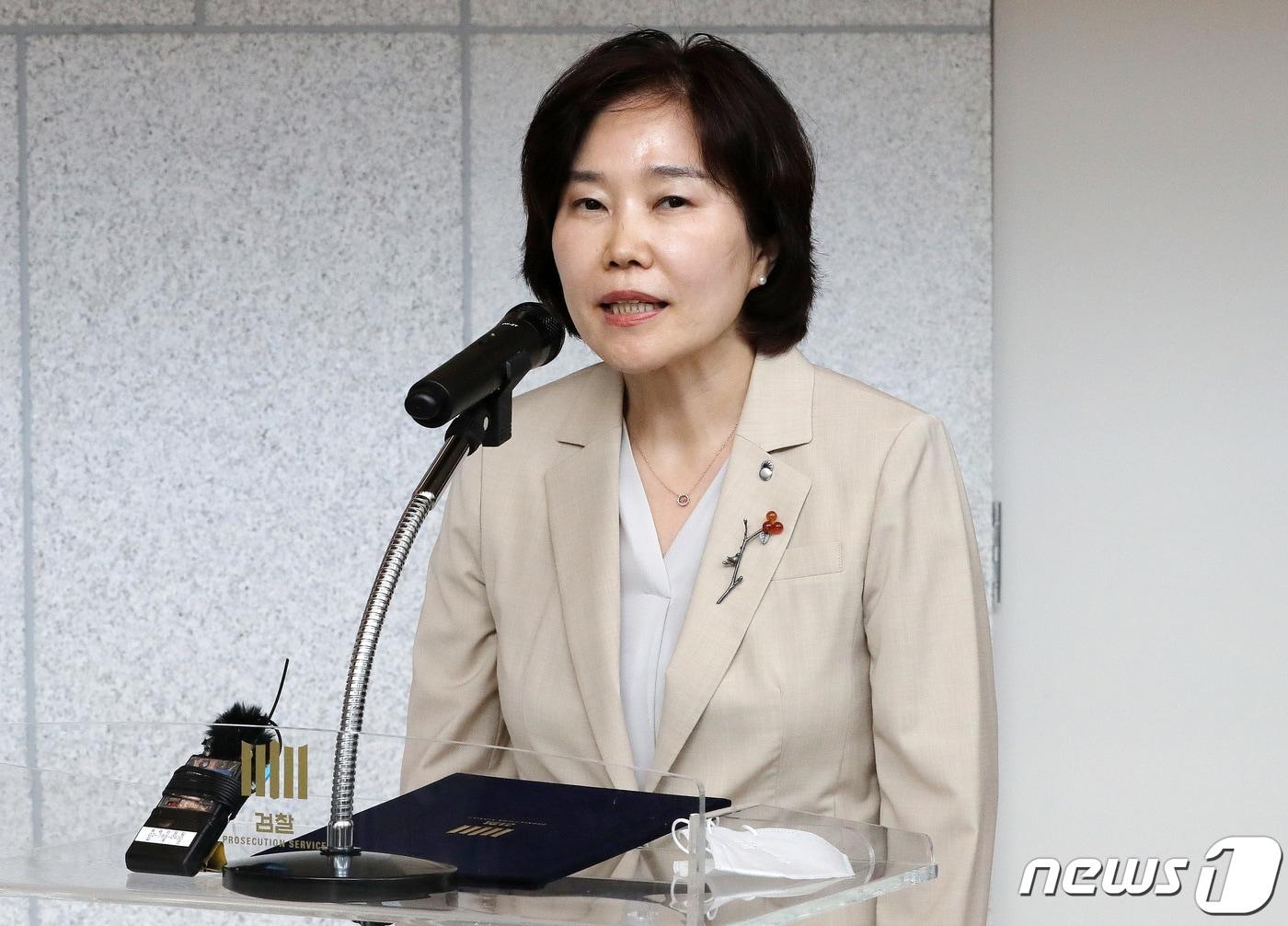 본문 이미지 - 김은경 한국외국어대학교 법학전문대학원 교수가 지난 2022년 금융감독원 부원장 재직 당시 인사말을 하는 모습. 2022.7.29/뉴스1 ⓒ News1 박세연 기자