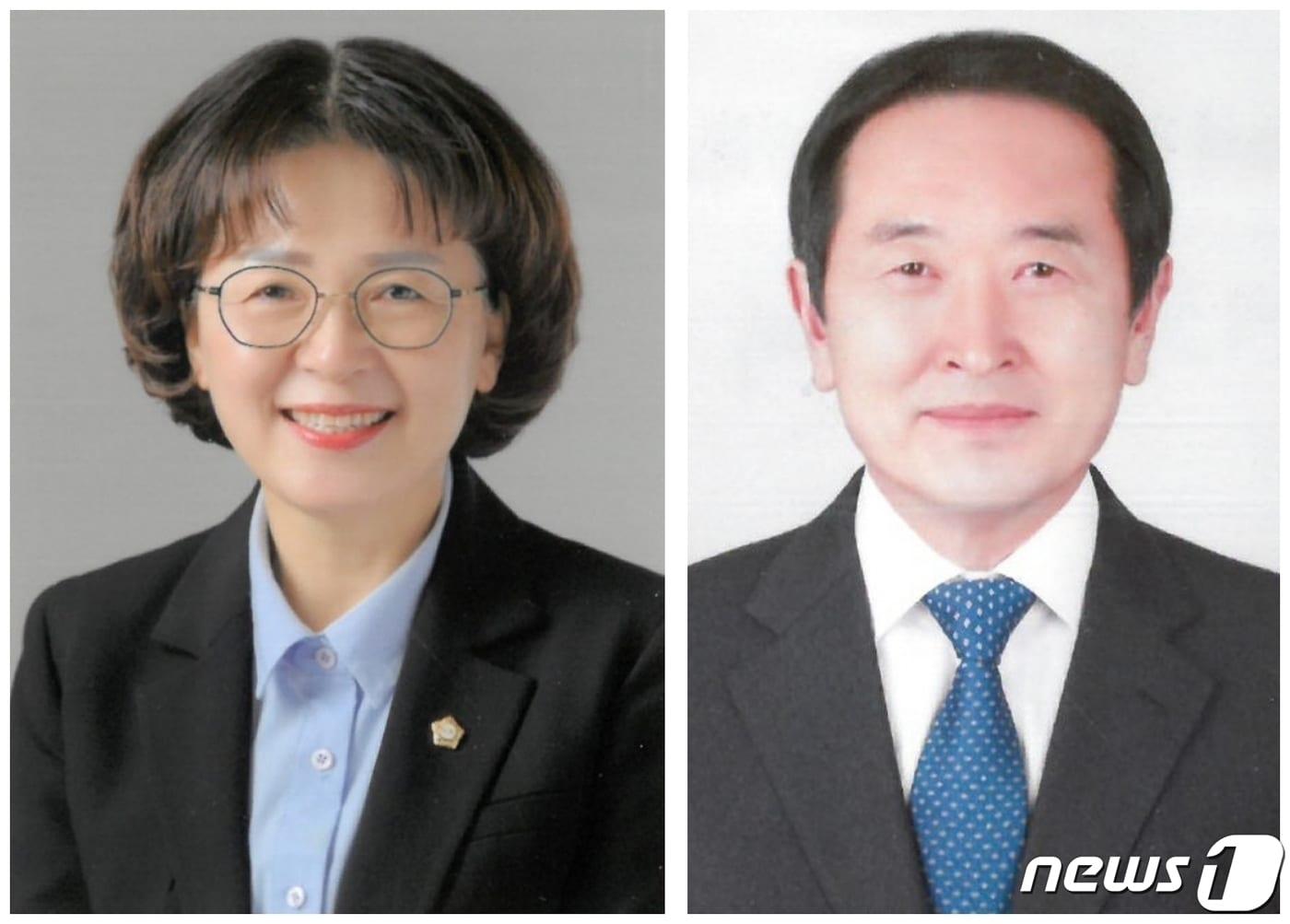 본문 이미지 - 제9대 김제시의회 전반기 김영자 의장(사진 왼쪽)과 황배연 부의장. ⓒ 뉴스1