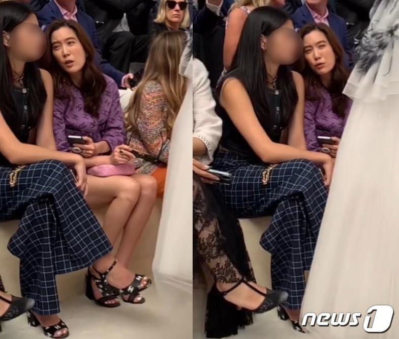 본문 이미지 - 임세령 대상그룹 부회장(보라색 상의)이 딸 이원주씨와 함께 패션쇼를 관람하는 모습이 포착됐다. (라디카 존스 인스타그램 갈무리) ⓒ 뉴스1