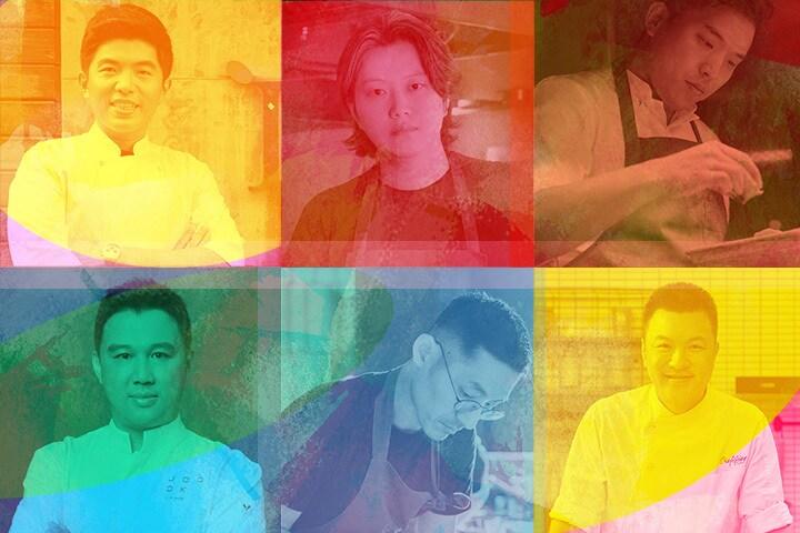 본문 이미지 - '마이 타이, 마이 코리안' 갈라 디너. 'Le Du' 톤 셰프(왼쪽 상단부터 시계방향):, '임프레션' 윤태균 셰프, '모수' 안성재 셰프, 'Lerdtip' 긱 셰프, '페스타 바이 민구' 강민구 셰프, '주옥' 신창호 셰프(반얀트리 서울 제공)ⓒ 뉴스1